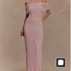 Meshki Strapless Pink Dress with Floral Details